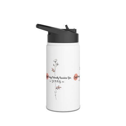 Personalized Initial Quote Floral Minimalist Stainless Steel Water Bottle