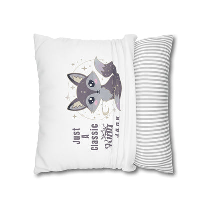 Personalized Initial Quote Fox — Custom Sayings on Square Poly Canvas Pillowcase