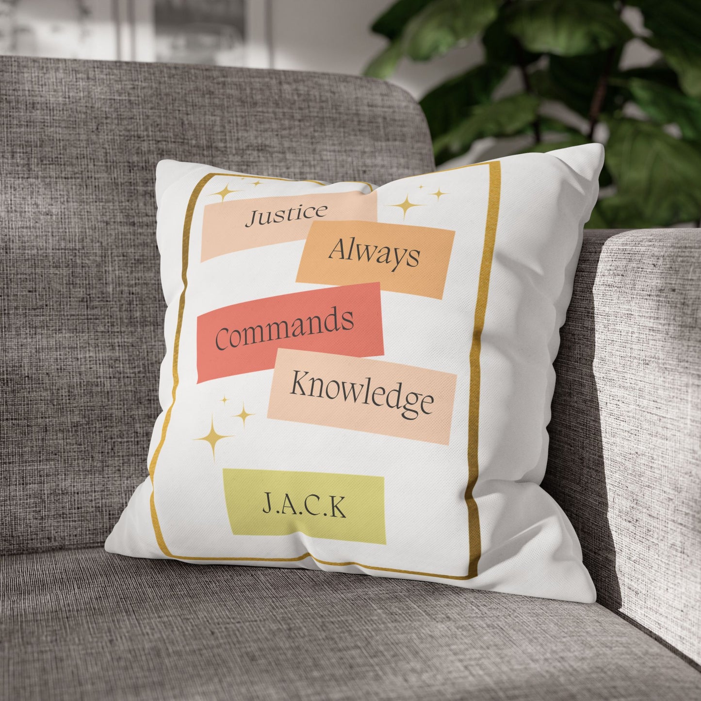 Personalized Initial Quote Pastel Inspirational — Custom Sayings on Square Poly Canvas Pillowcase