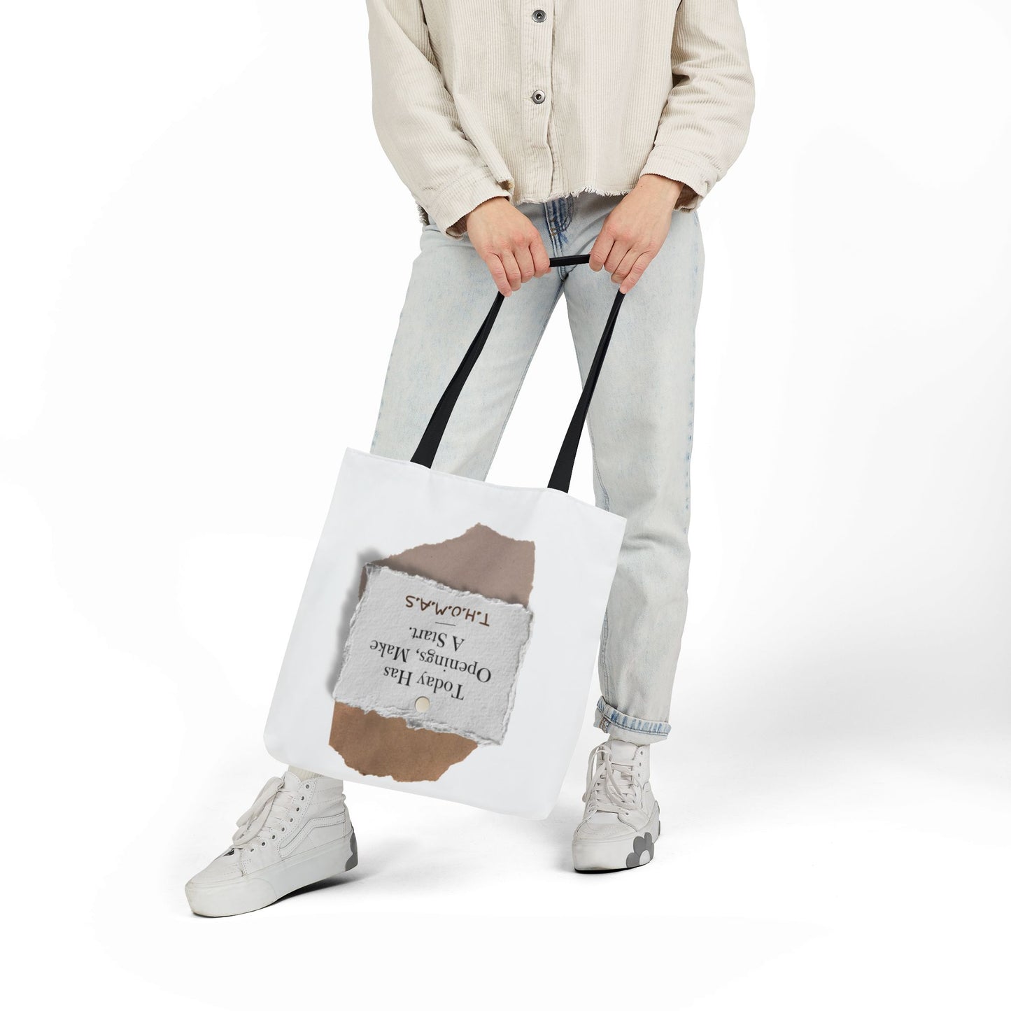 Personalized Initial Quote Torn Paper Canvas Tote Custom Name