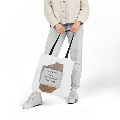 Personalized Initial Quote Torn Paper Canvas Tote Custom Name