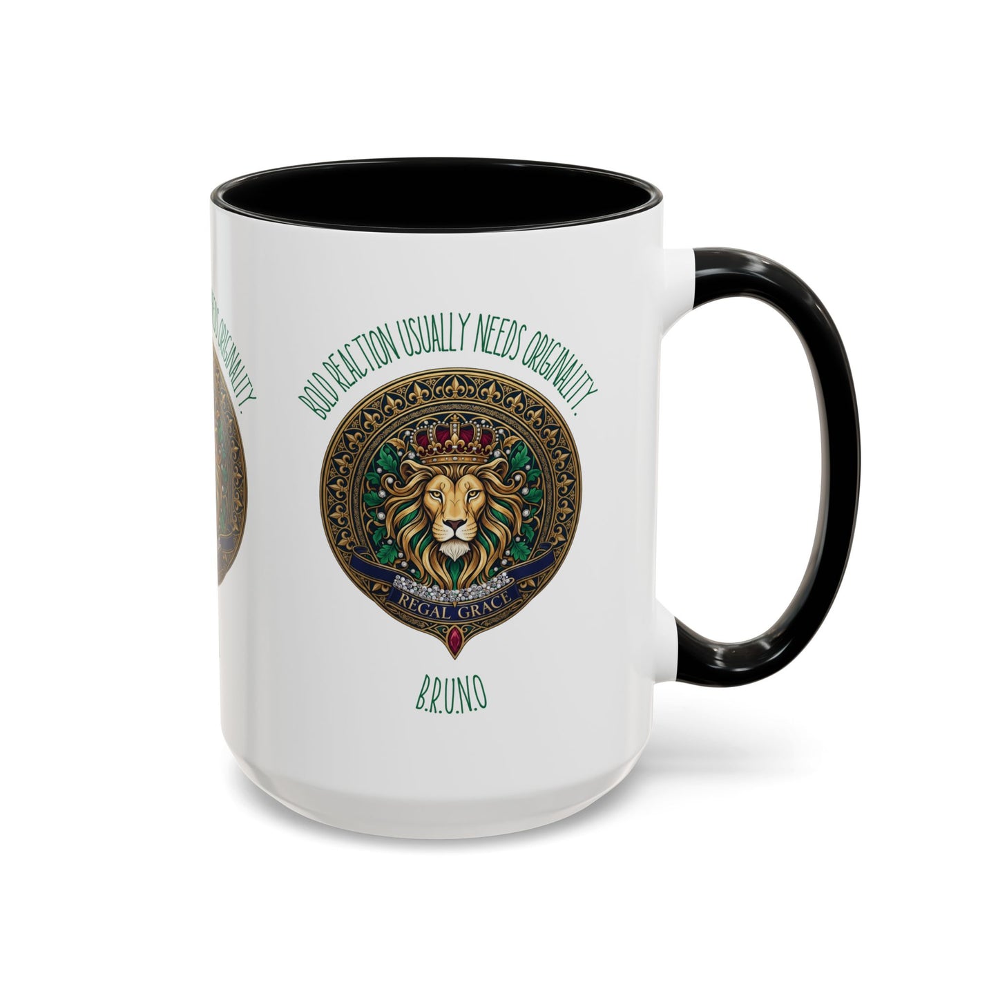 Personalized Initial Circled Lion Accent Coffee Mug