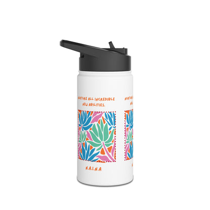 Personalized Initial Quote Floral Momentum Stainless Steel Water Bottle