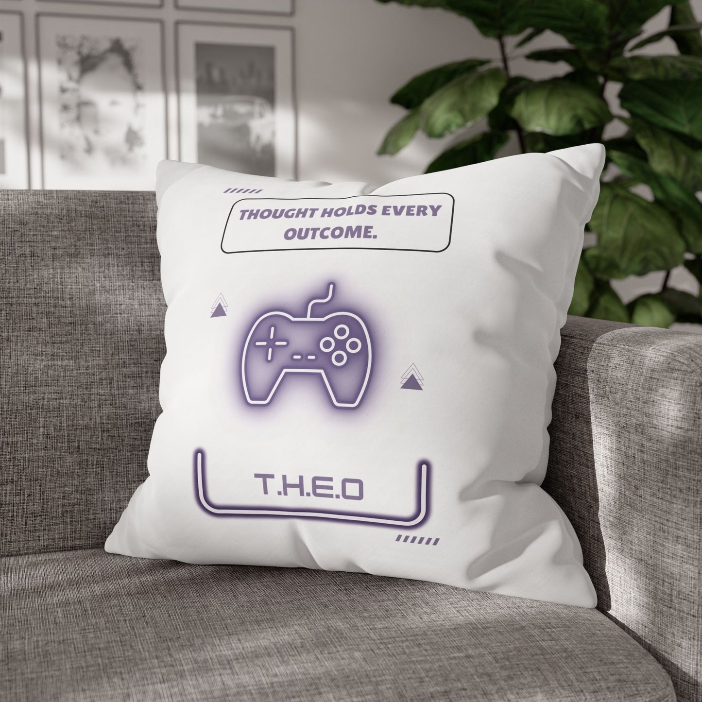 Personalized Initial Quote Game Controller — Custom Sayings on Square Poly Canvas Pillowcase