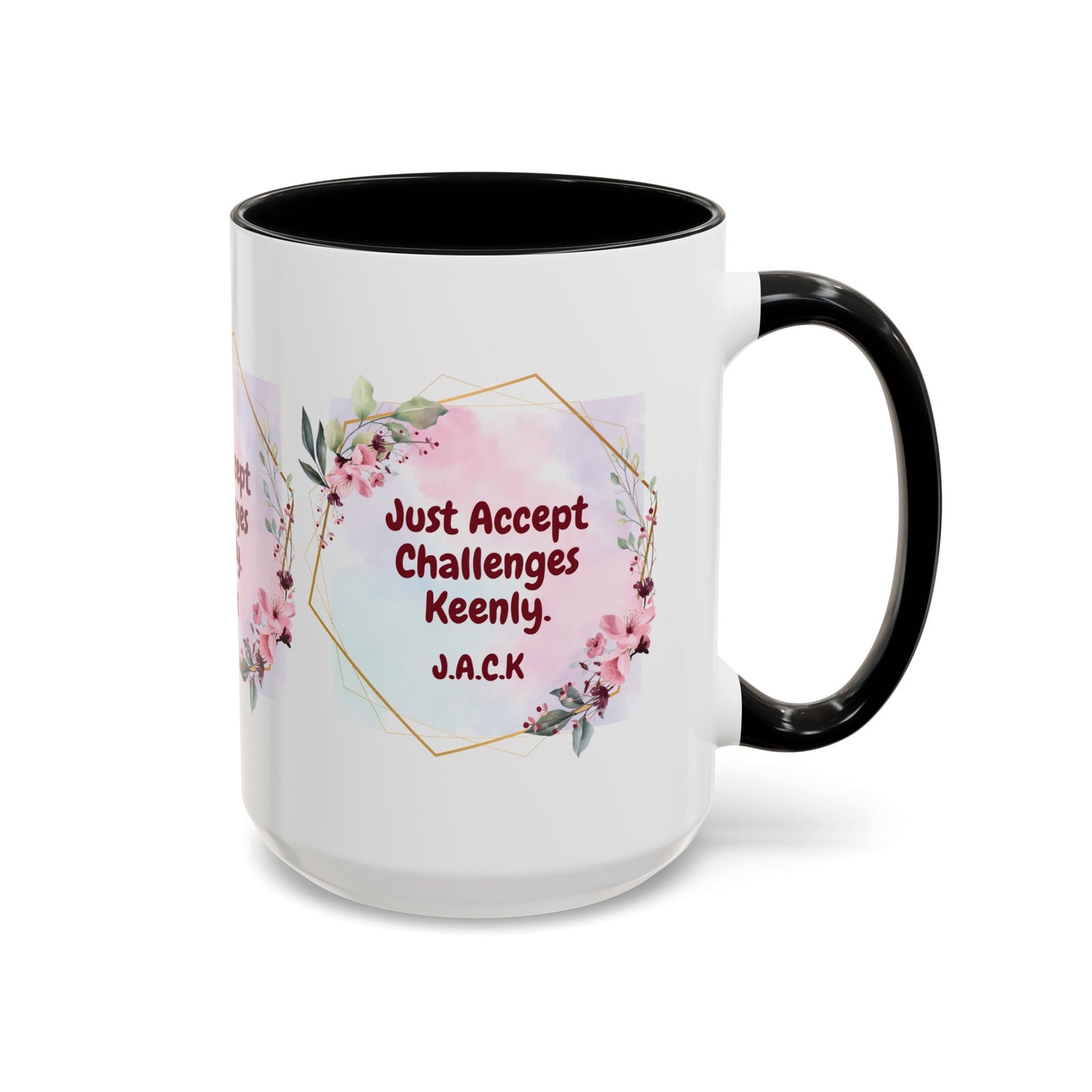 Personalized Floral Frame Accent Coffee Mug