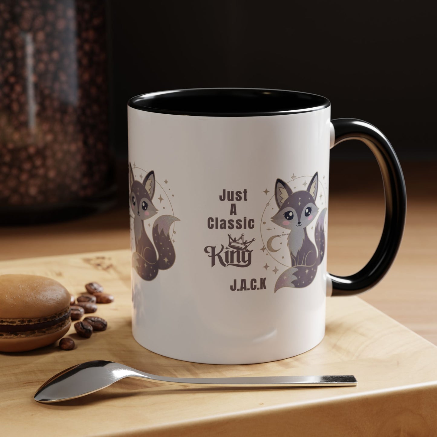 Personalized Initial Fox King Accent Coffee Mug