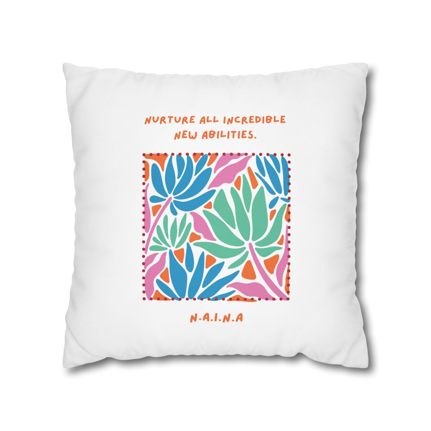 Personalized Initial Quote Floral Momentum — Custom Sayings on Square Poly Canvas Pillowcase