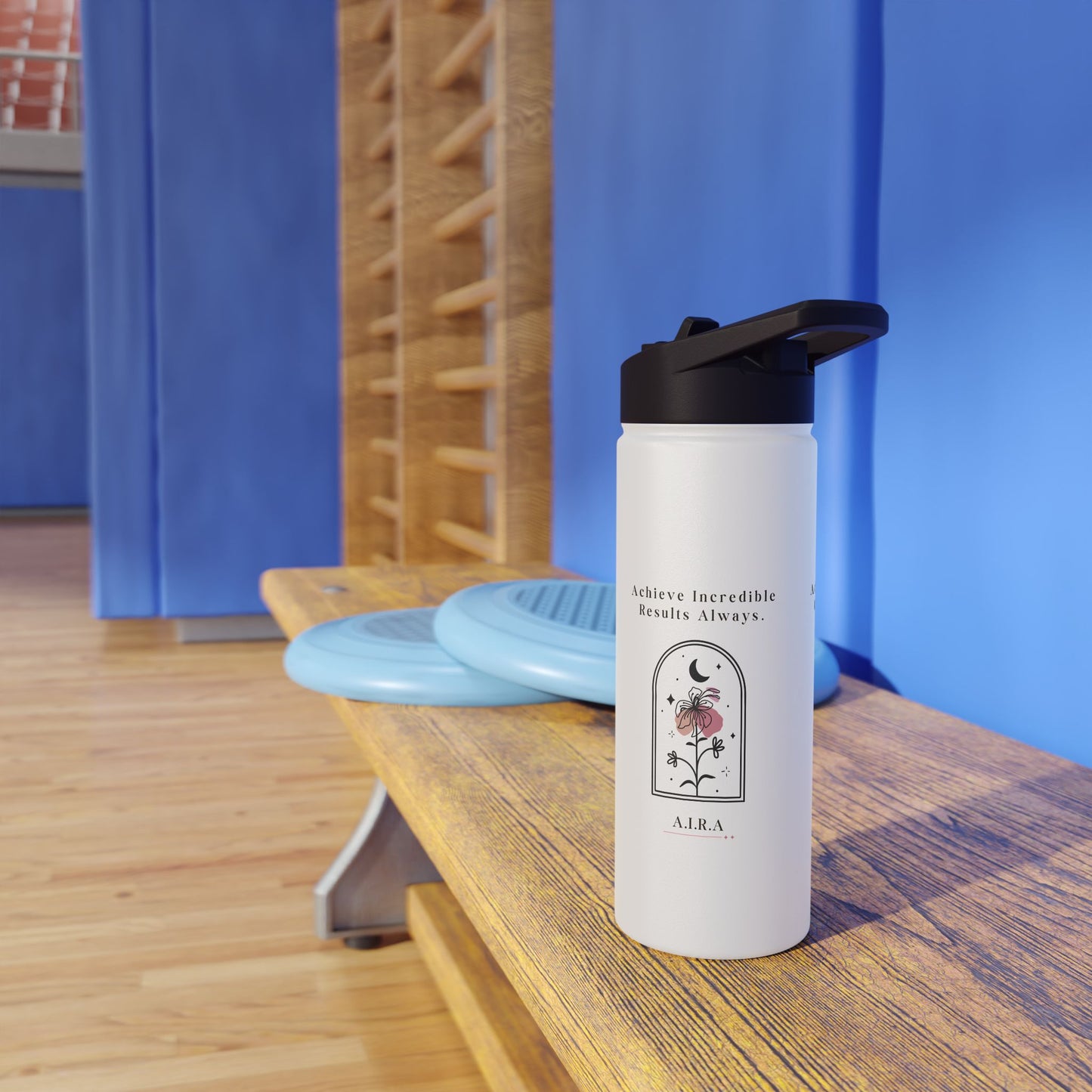 Personalized Initial Quote Floral Moon Stainless Steel Water Bottle