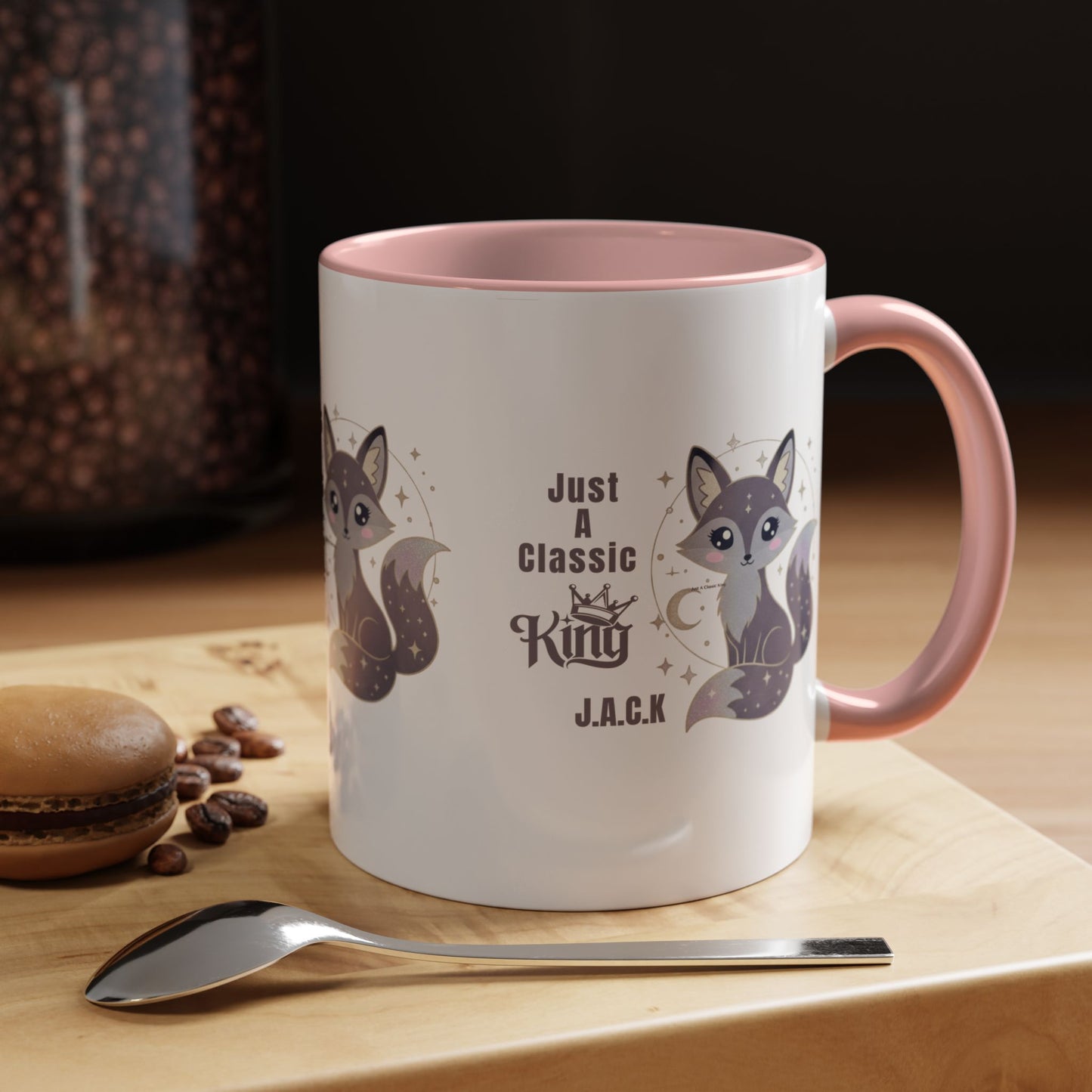 Personalized Initial Fox King Accent Coffee Mug