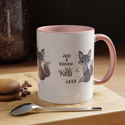 Personalized Initial Fox King Accent Coffee Mug