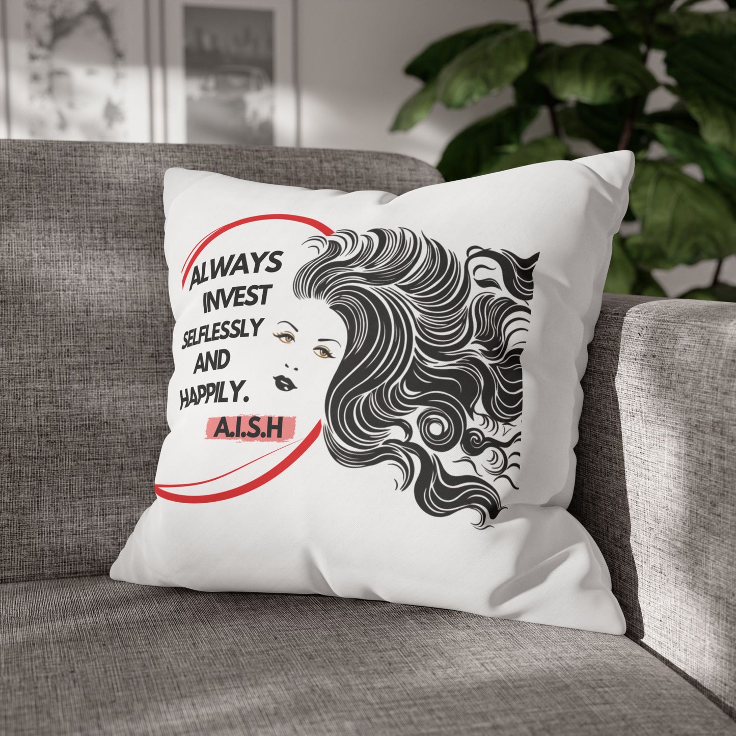 Personalized Initial Quote Inspirational Girl — Custom Sayings on Square Poly Canvas Pillowcase