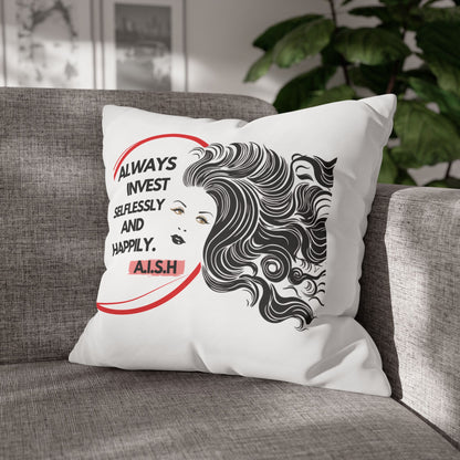 Personalized Initial Quote Inspirational Girl — Custom Sayings on Square Poly Canvas Pillowcase