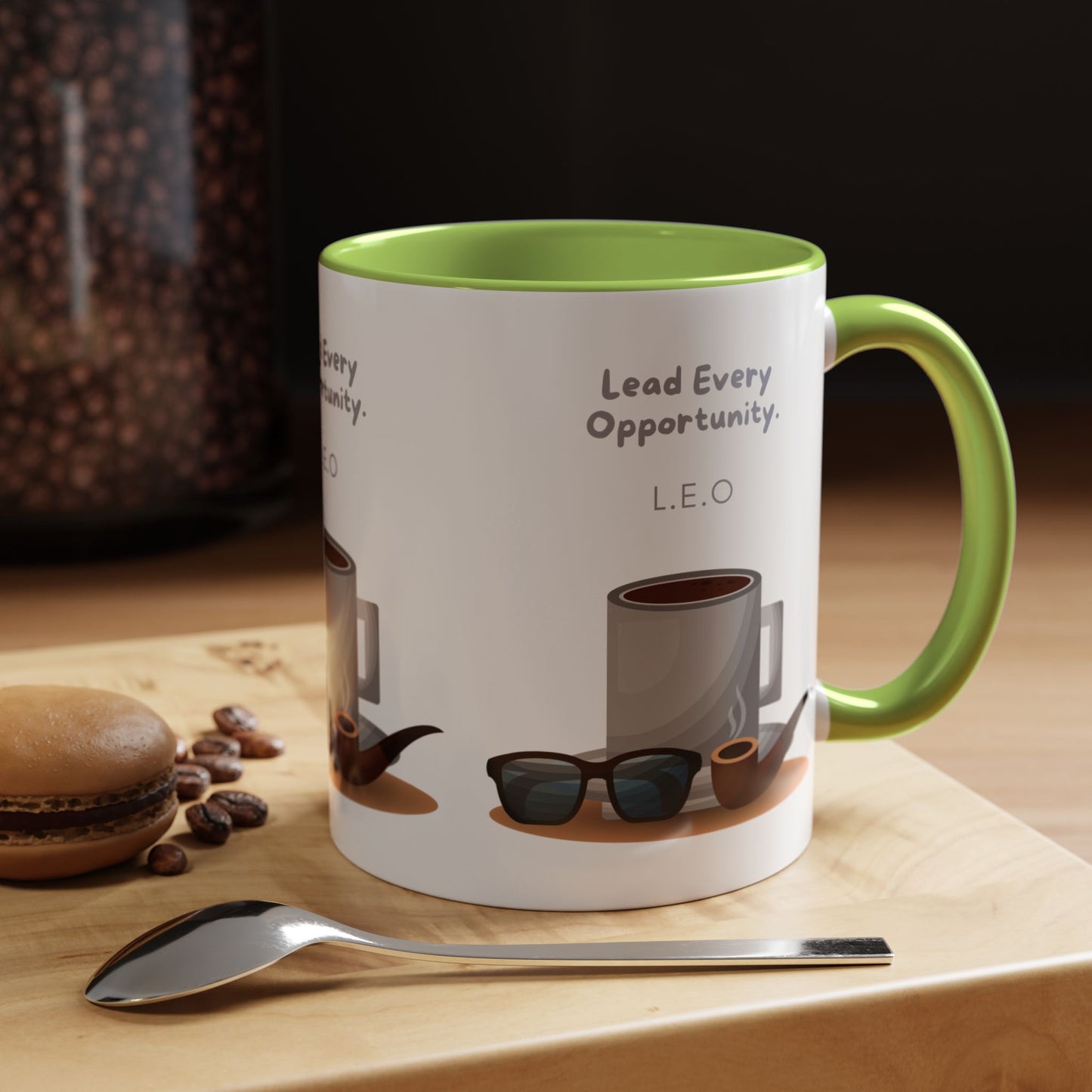 Personalized Initial Coffee and Sunglasses Accent Coffee Mug
