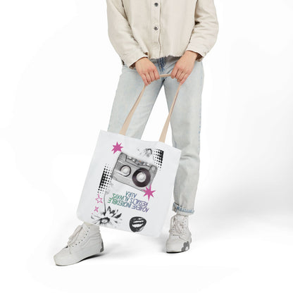 Personalized Initial Quote Cassette Vibes Canvas Tote Custom Name