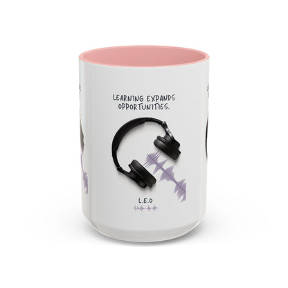 Personalized Initial Headphones Accent Coffee Mug