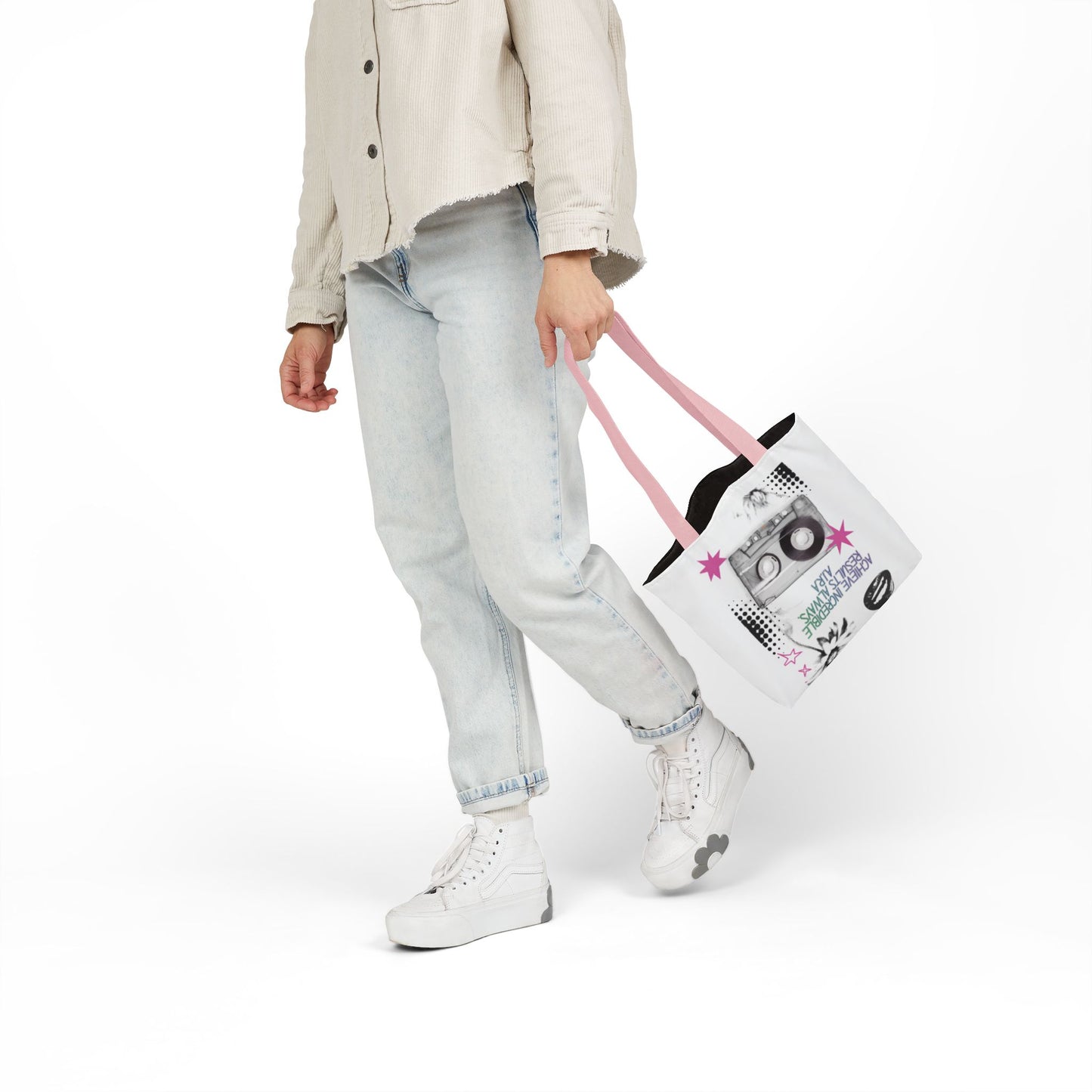 Personalized Initial Quote Cassette Vibes Canvas Tote Custom Name