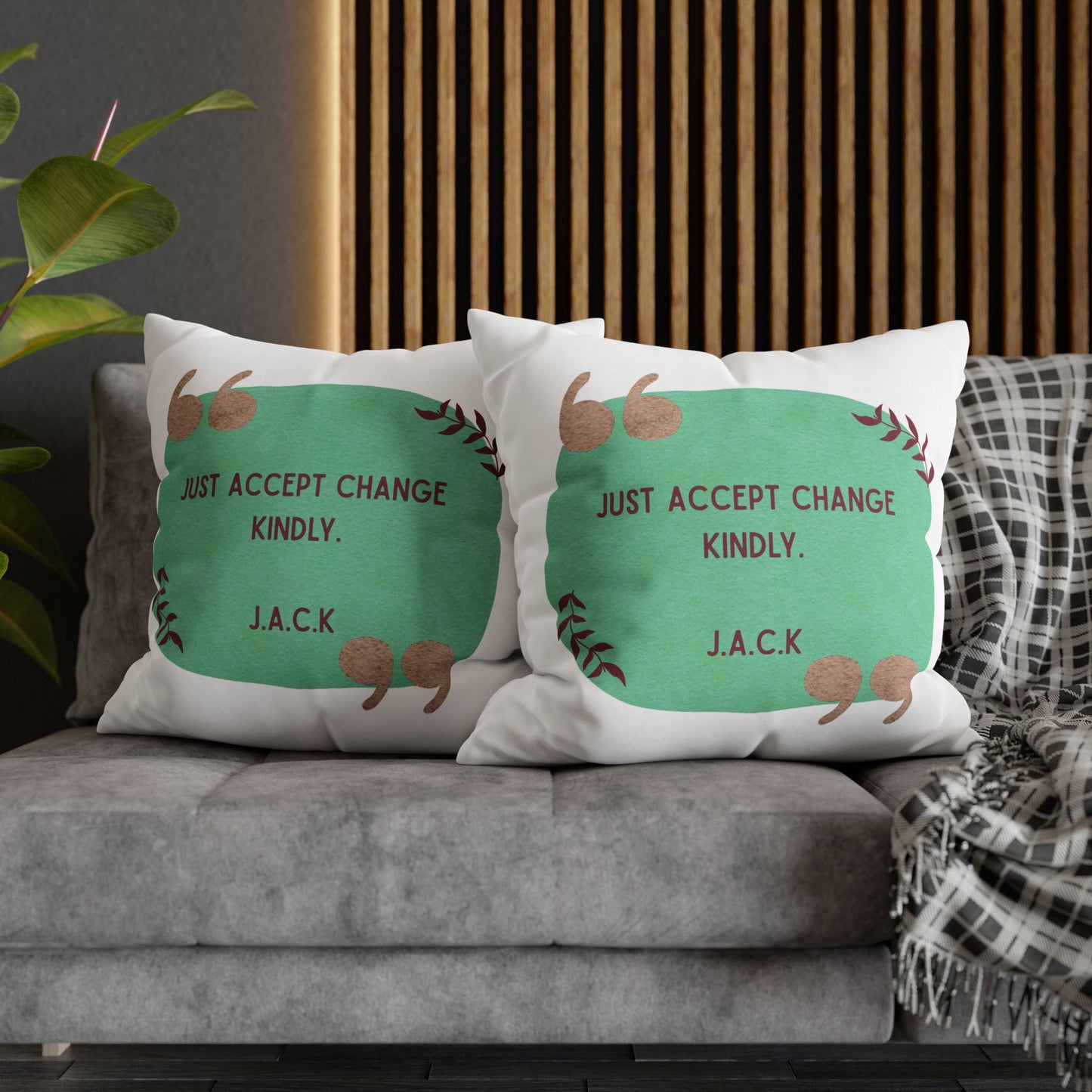 Personalized Initial Quote Oval Note — Custom Sayings on Square Poly Canvas Pillowcase