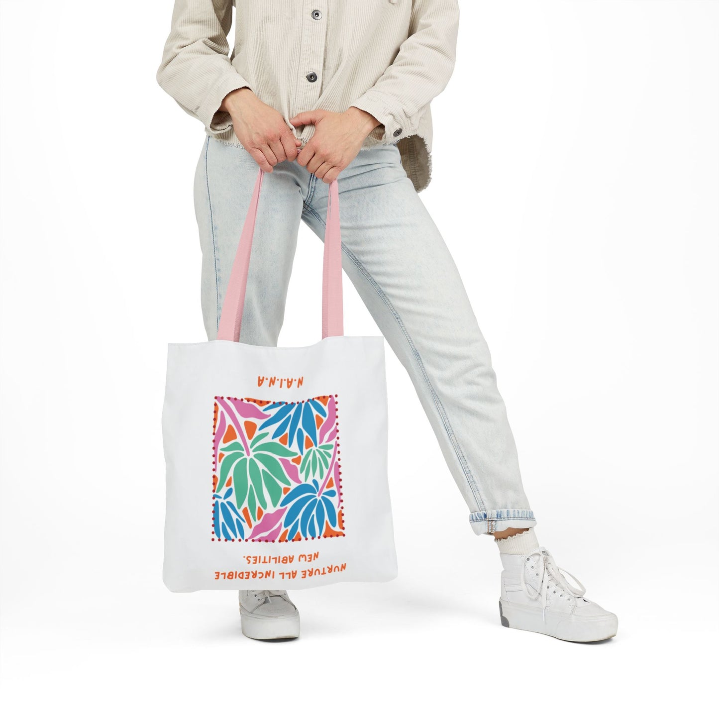 Personalized Initial Quote Colorful Momentum Canvas Tote Custom Name