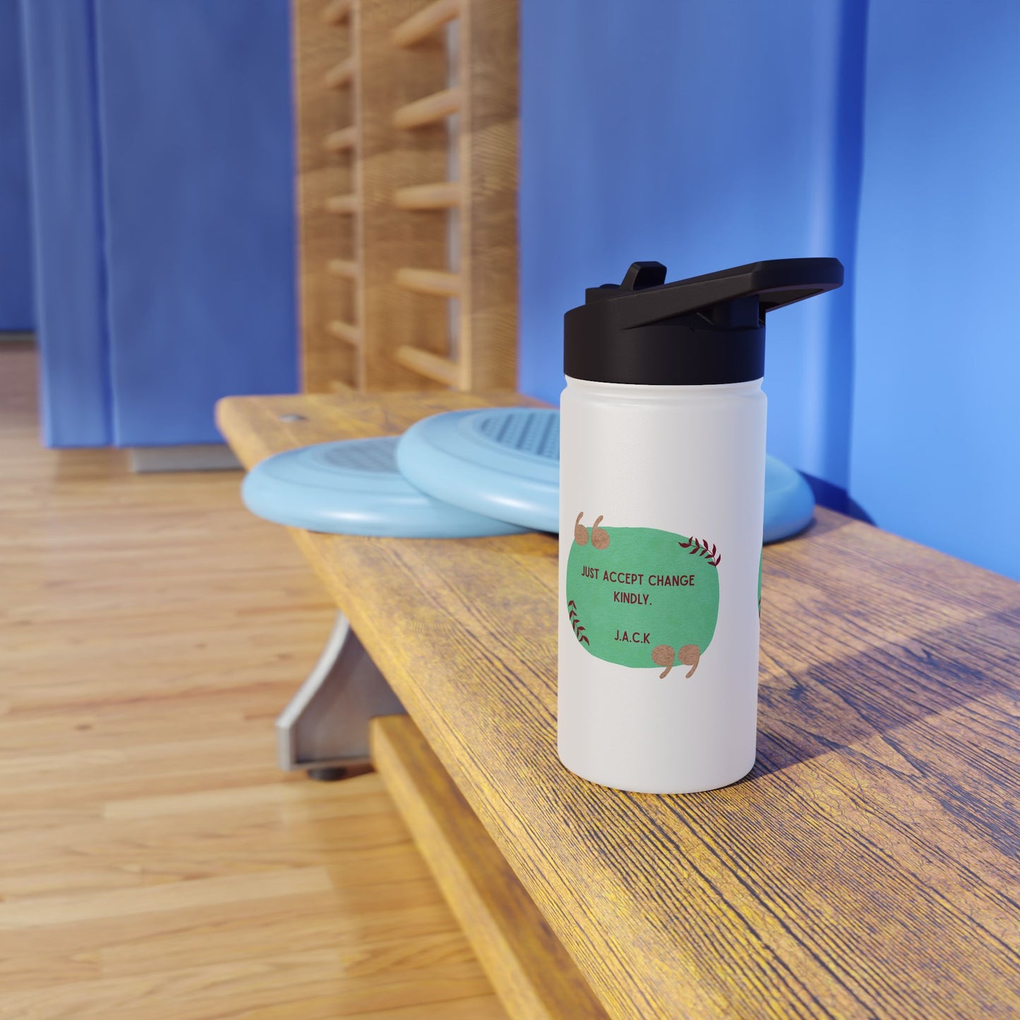 Personalized Initial Quote Oval Note Stainless Steel Water Bottle