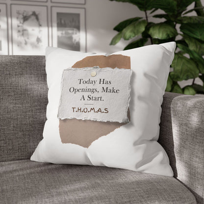 Personalized Initial Quote Torn Paper — Custom Sayings on Square Poly Canvas Pillowcase