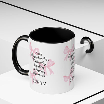 Personalized Pink Bow Accent Coffee Mug
