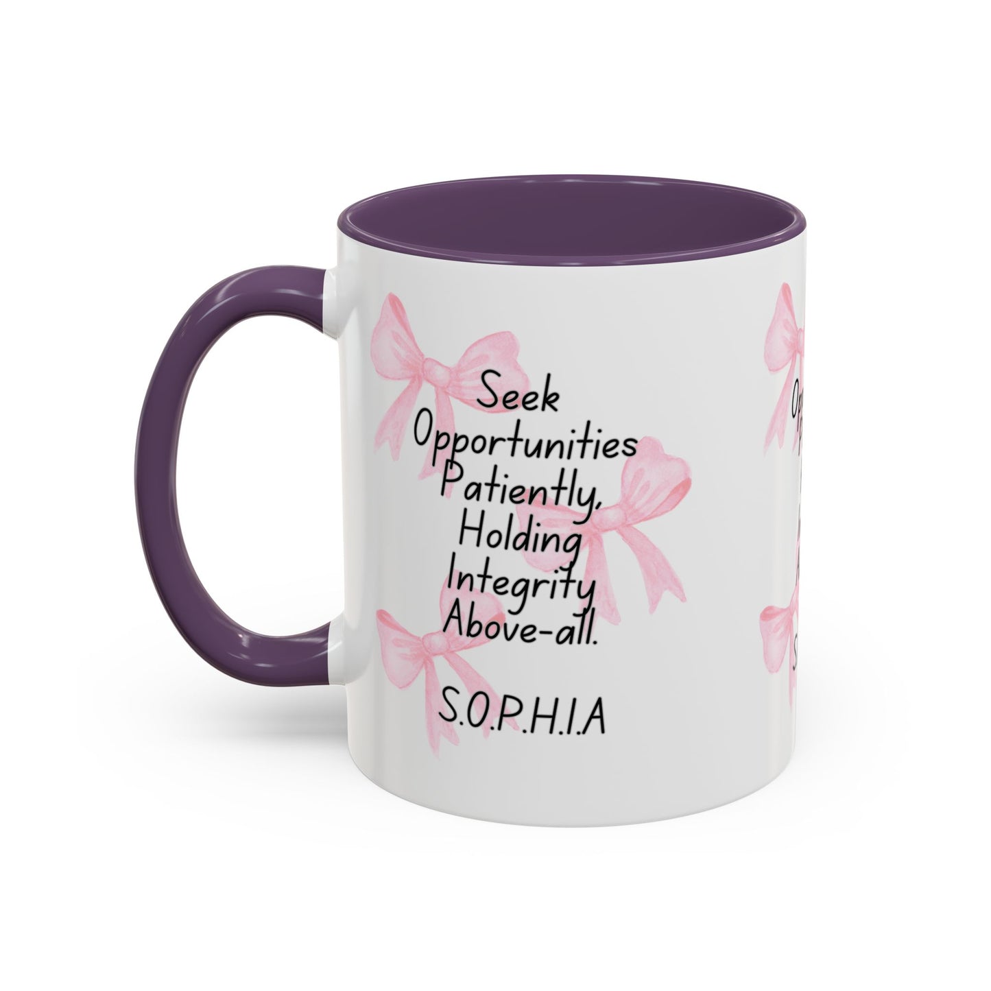 Personalized Pink Bow Accent Coffee Mug
