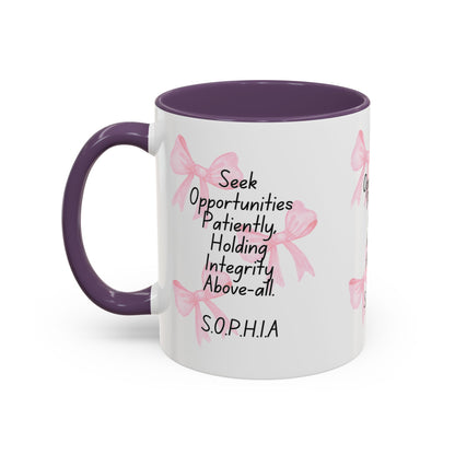 Personalized Pink Bow Accent Coffee Mug