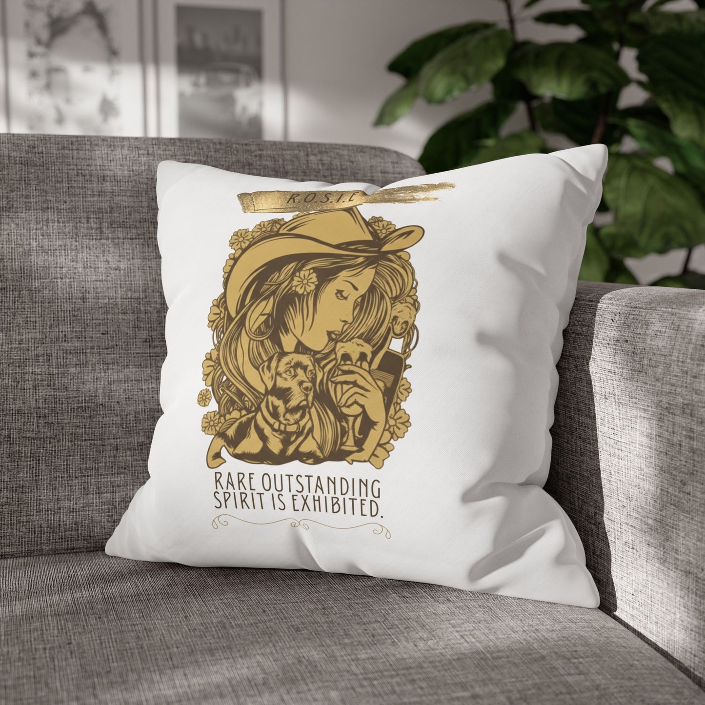 Personalized Initial Quote Golden Girl — Custom Sayings on Square Poly Canvas Pillowcase