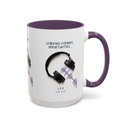 Personalized Initial Headphones Accent Coffee Mug