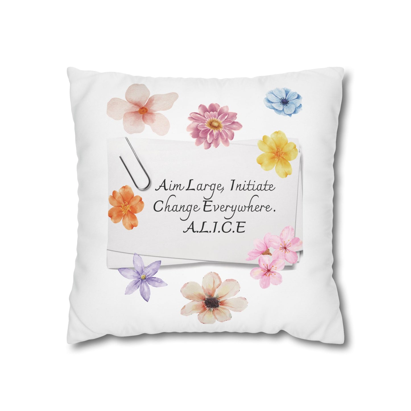 Personalized Initial Quote Clip Note — Custom Sayings on Square Poly Canvas Pillowcase