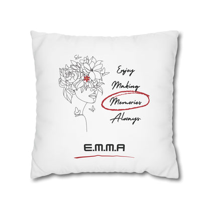 Personalized Initial Floral Girl — Custom Sayings on Square Poly Canvas Pillowcase