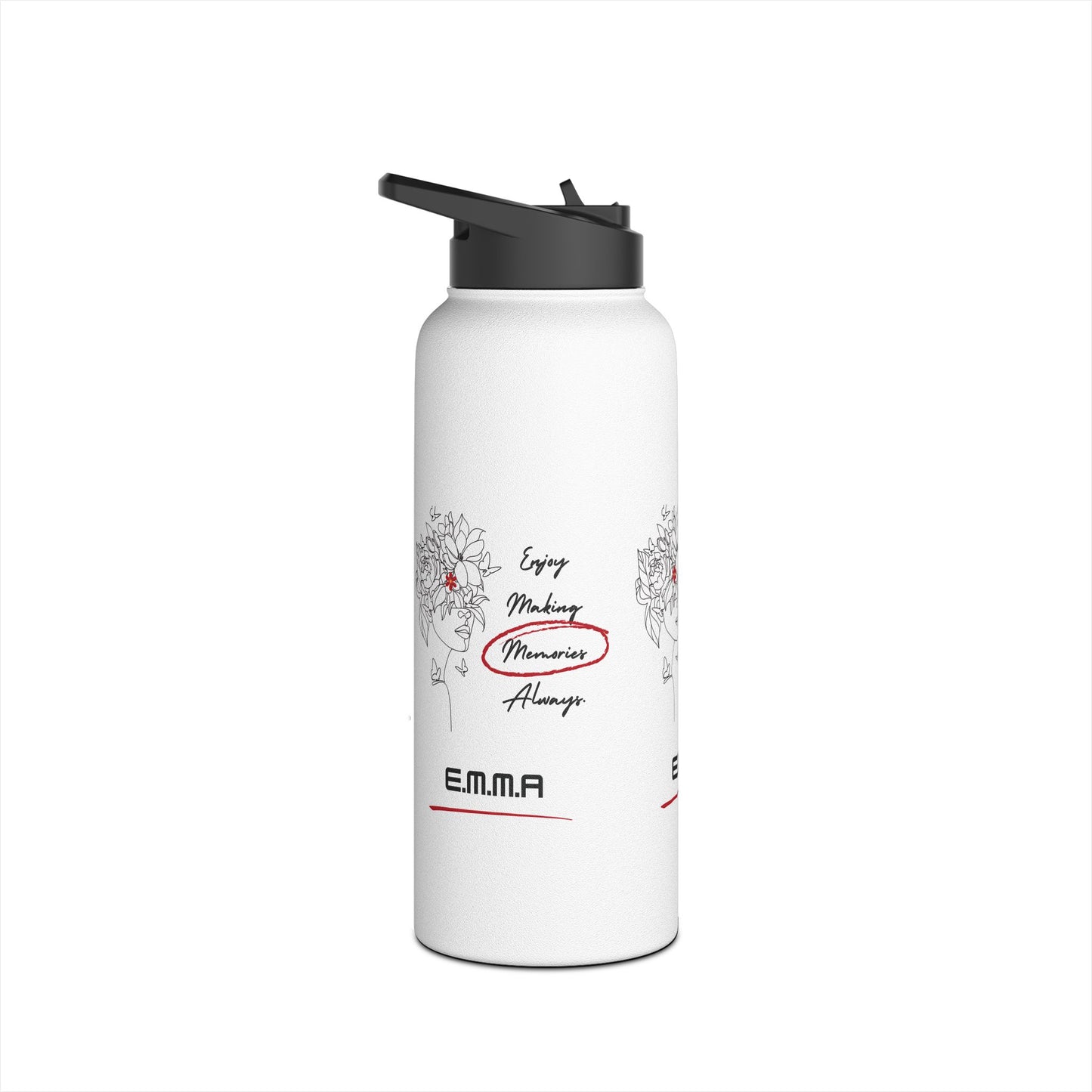Personalized Initial Quote Floral Girl Stainless Steel Water Bottle