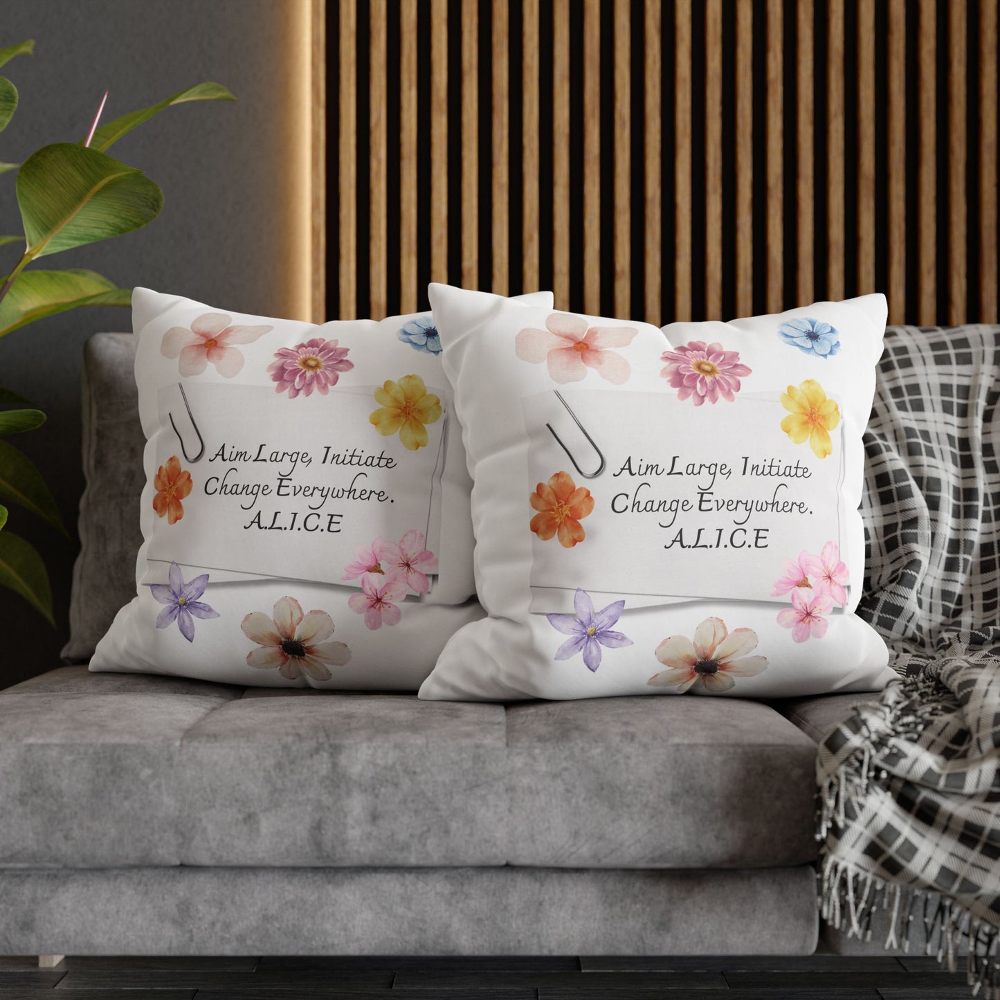 Personalized Initial Quote Clip Note — Custom Sayings on Square Poly Canvas Pillowcase