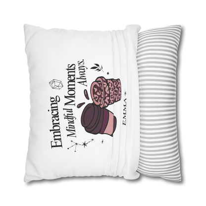 Personalized Initial Quote Girly Coffee — Custom Sayings on Square Poly Canvas Pillowcase