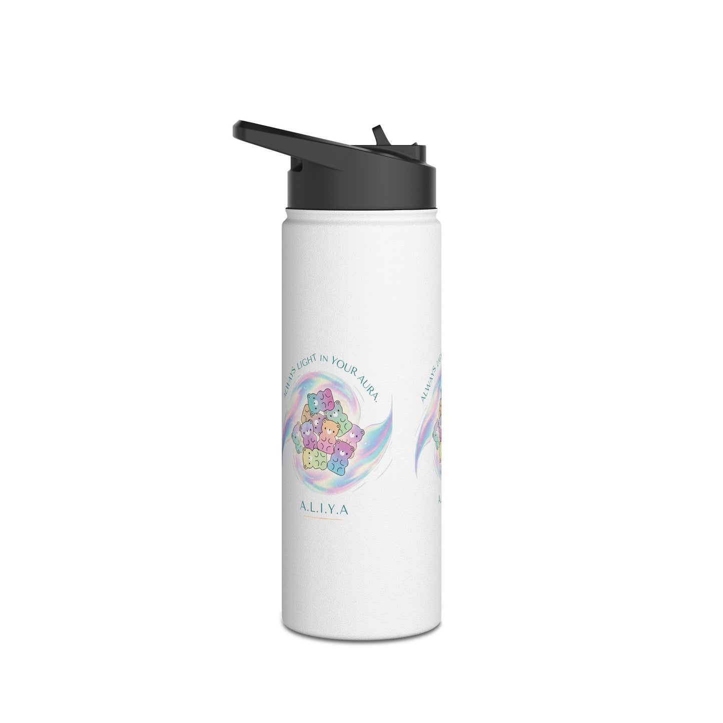 Personalized Initial Pastel Bear Stainless Steel Water Bottle