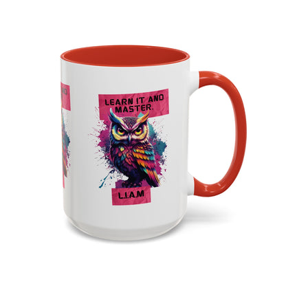 Personalized Initial Owl Accent Coffee Mug