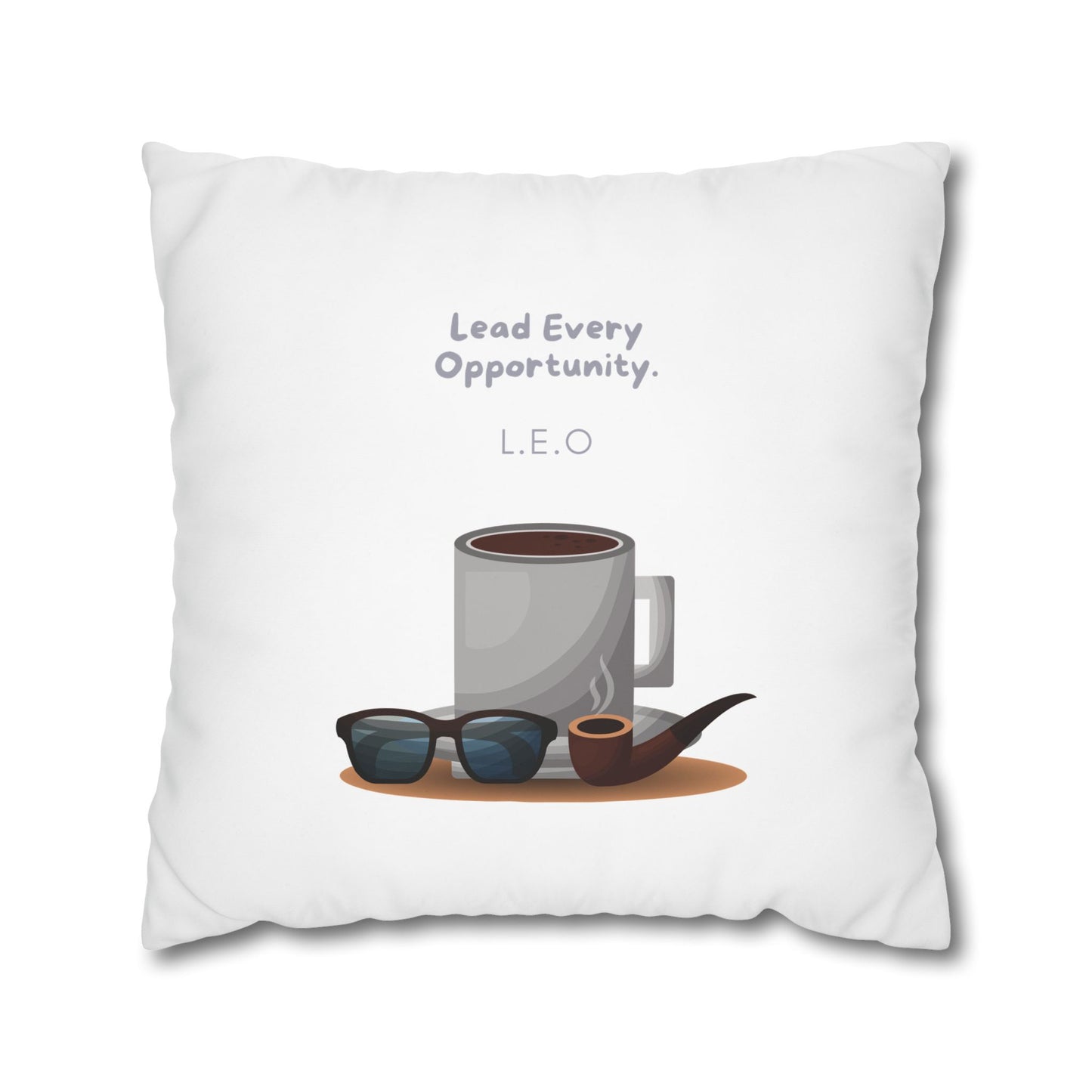 Personalized Initial Quote Coffee and Sunglasses — Custom Sayings on Square Poly Canvas Pillowcase
