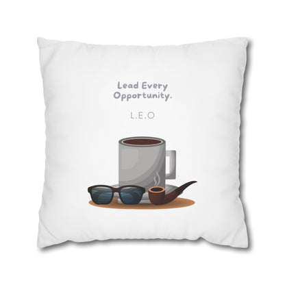 Personalized Initial Quote Coffee and Sunglasses — Custom Sayings on Square Poly Canvas Pillowcase