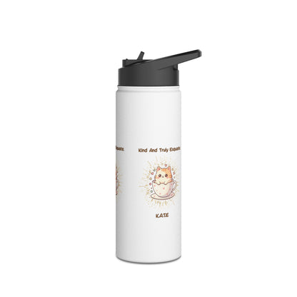 Personalized Initial Quote Exquisite Cat Stainless Steel Water Bottle