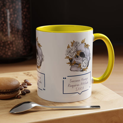 Personalized Initial Floral Skull Accent Coffee Mug