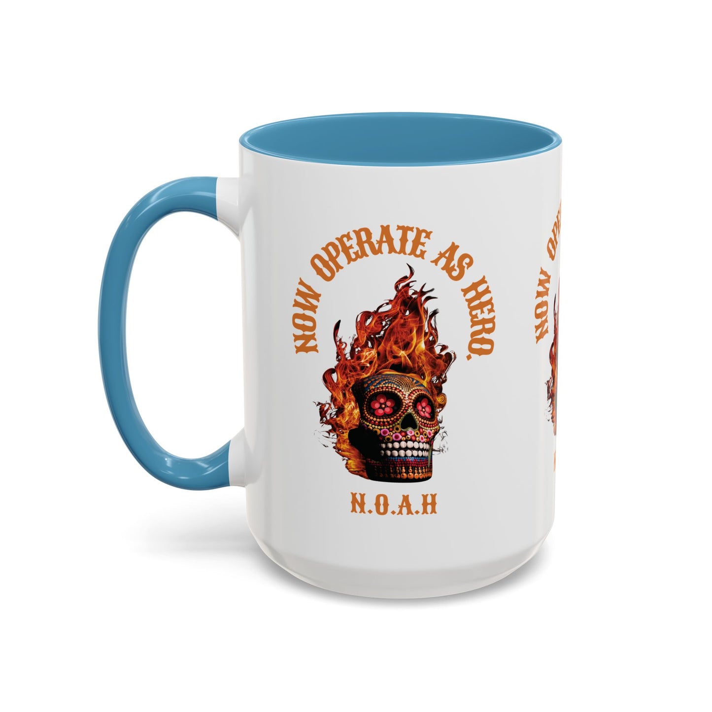 Personalized Initial Fire Skull Accent Coffee Mug