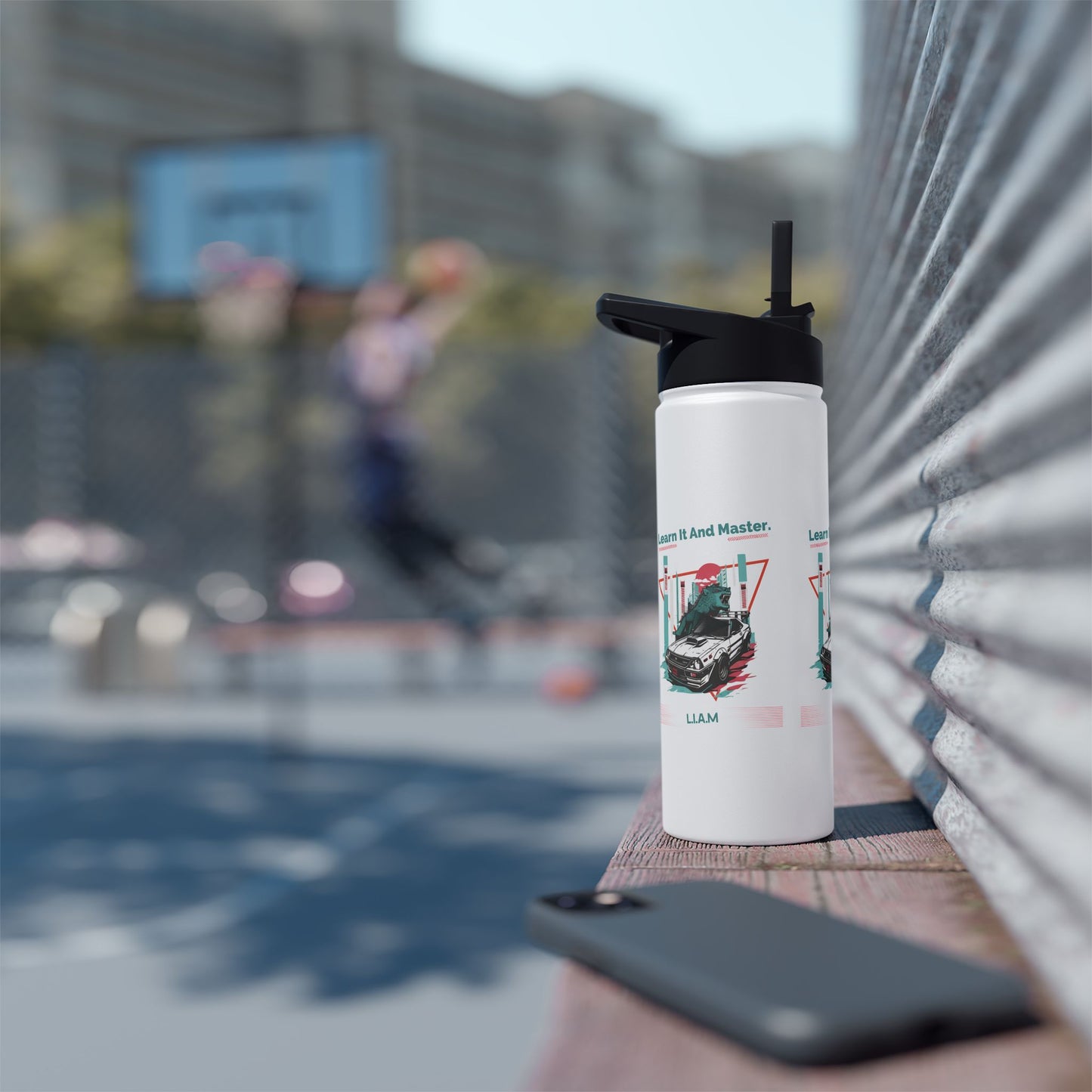 Personalized Initial Quote Dinosaur Car Stainless Steel Water Bottle