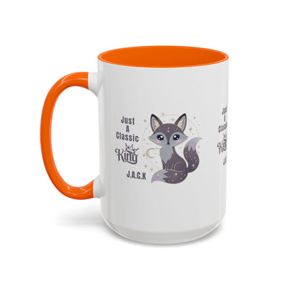 Personalized Initial Fox King Accent Coffee Mug