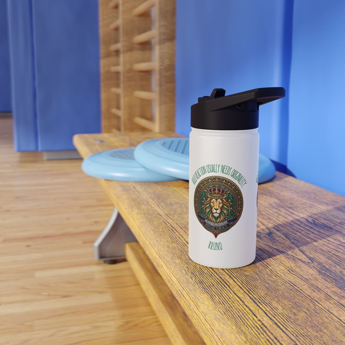 Personalized Initial Quote Circled Lion Stainless Steel Water Bottle