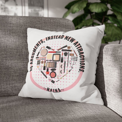 Personalized Initial Quote Cosmetic Heart — Custom Sayings on Square Poly Canvas Pillowcase