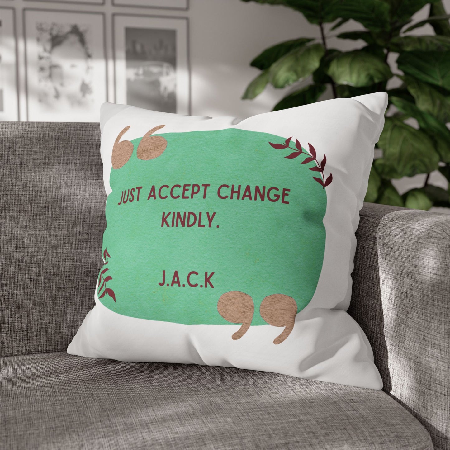 Personalized Initial Quote Oval Note — Custom Sayings on Square Poly Canvas Pillowcase