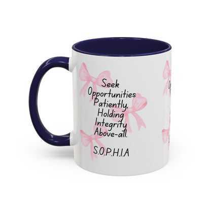 Personalized Pink Bow Accent Coffee Mug