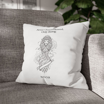 Personalized Initial Quote Girl Lion — Custom Sayings on Square Poly Canvas Pillowcase