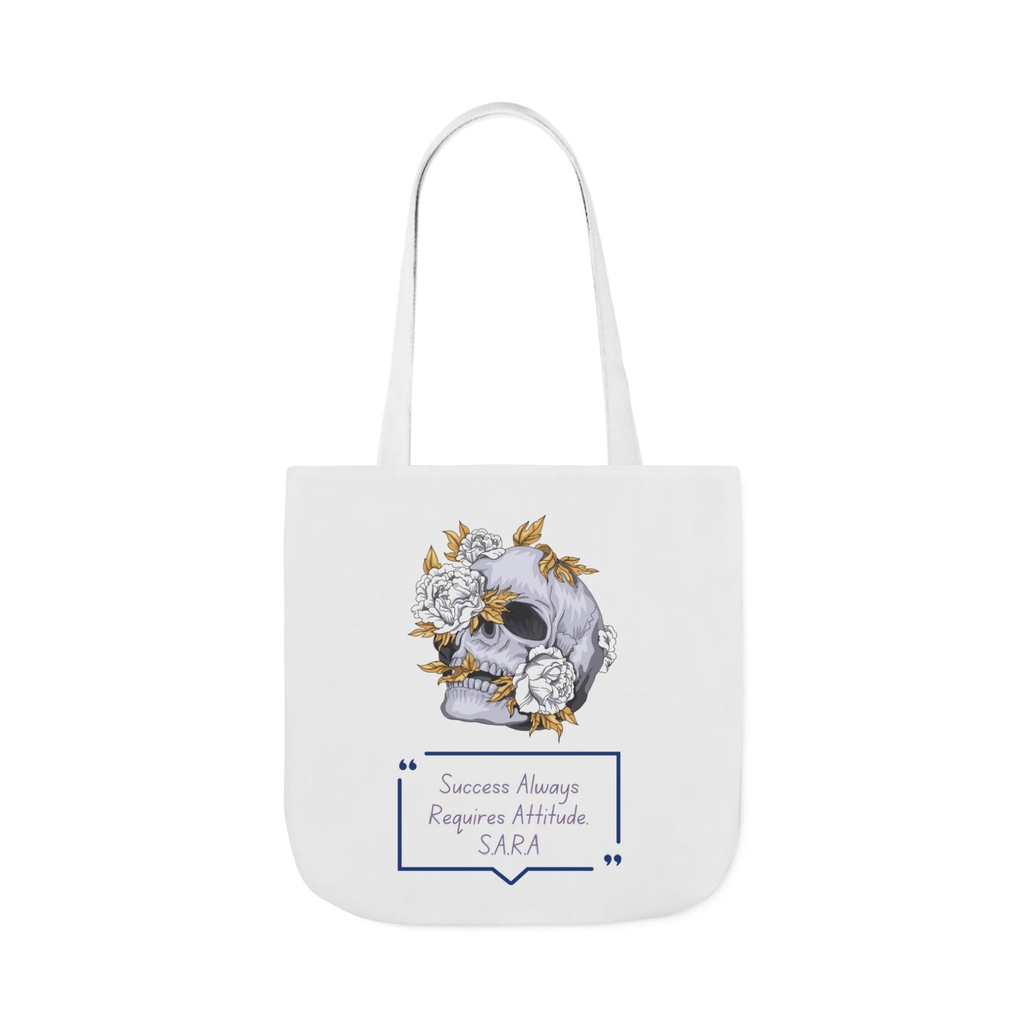 Personalized Initial Quote Floral Skull Canvas Tote Custom Name