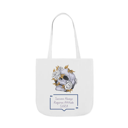 Personalized Initial Quote Floral Skull Canvas Tote Custom Name